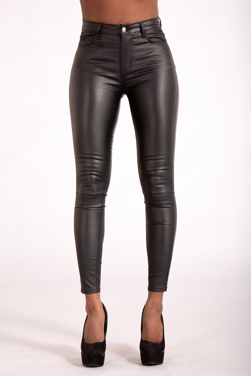 Comfortable Kandy Black Leather Look Leggings for Women – Lusty Chic