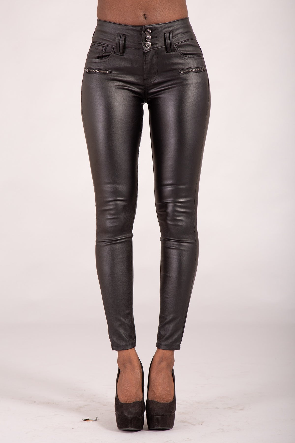 Broadway NYC Black Leather look Trousers & Womens Black Leather look  Trousers | Wearitboutique